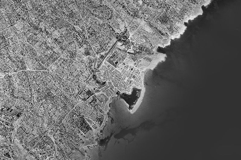 Ortofoto de 1956-1957 del núcleo de L'Ametlla de Mar