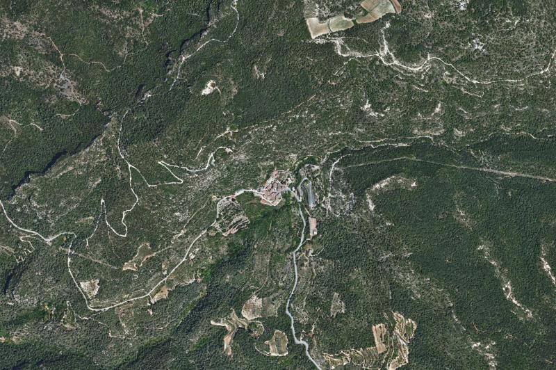 Ortofoto actual del núcleo de Arbolí