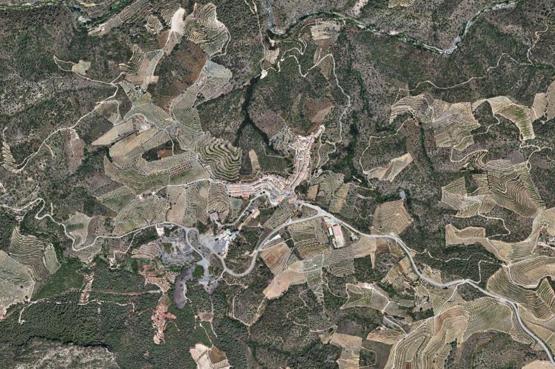 Ortofoto actual del núcleo de Bellmunt del Priorat