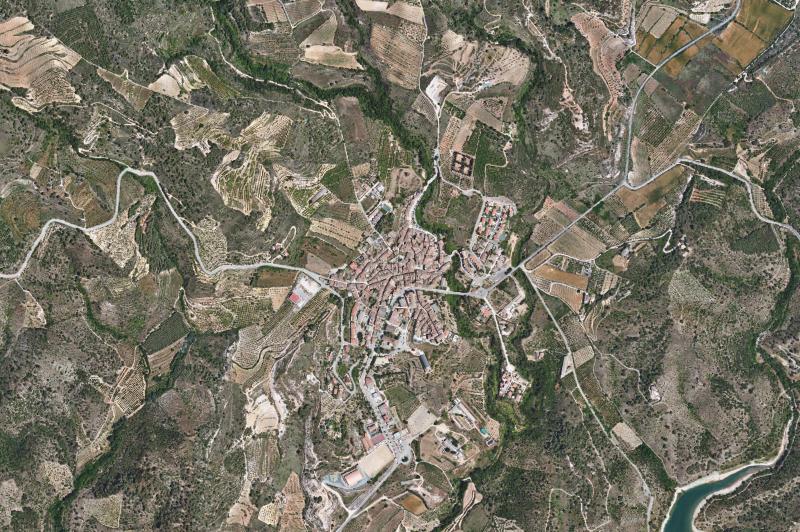 Ortofoto actual del núcleo de Cornudella de Montsant