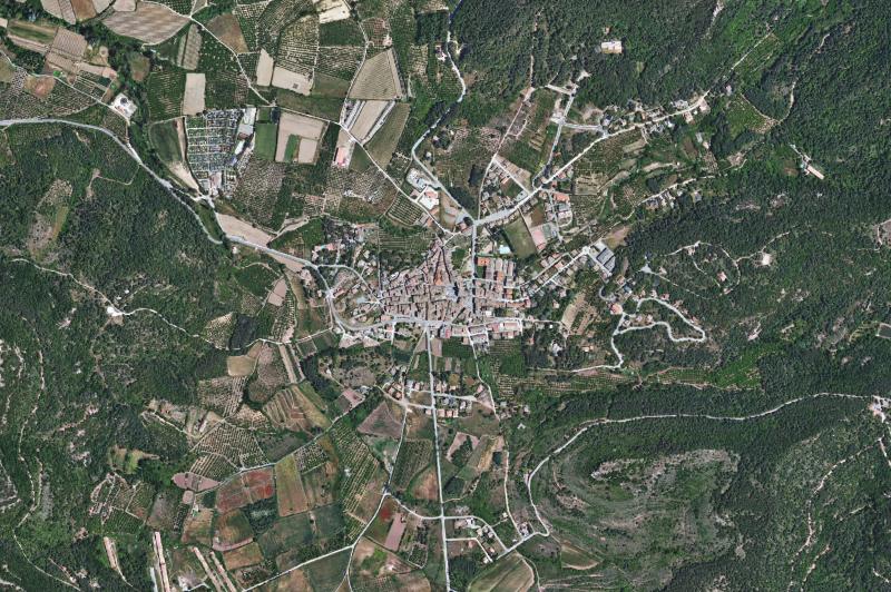 Ortofoto actual del núcleo de Prades