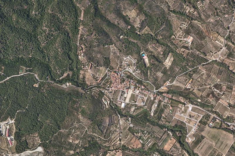 Ortofoto actual del núcleo de Vilanova d'Escornalbou