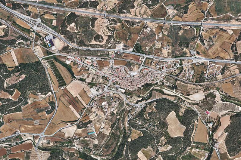 Ortofoto actual del núcleo de Vimbodí i Poblet