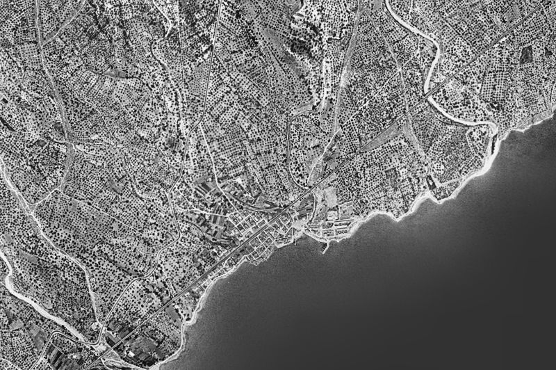 Ortofoto de 1956-1957 del núcleo de L'Ampolla