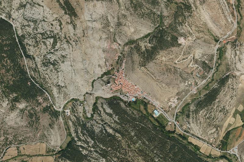 Ortofoto actual del núcleo de Alcalá de la Selva
