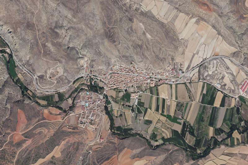 Ortofoto actual del núcleo de Gea de Albarracín