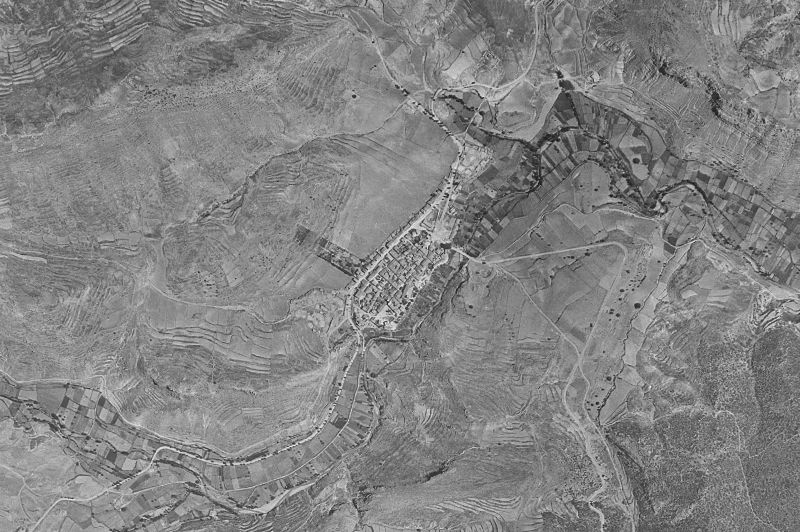 Ortofoto de 1956-1957 del núcleo de Manzanera