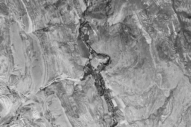 Ortofoto de 1956-1957 del núcleo de Miravete de la Sierra