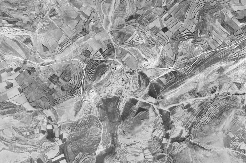 Ortofoto de 1956-1957 del núcleo de Monteagudo del Castillo