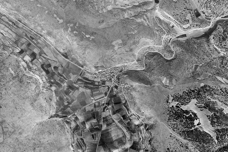 Ortofoto de 1956-1957 del núcleo de Monterde de Albarracín