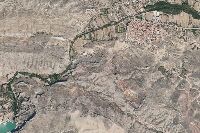 Ortofoto actual del núcleo de Oliete