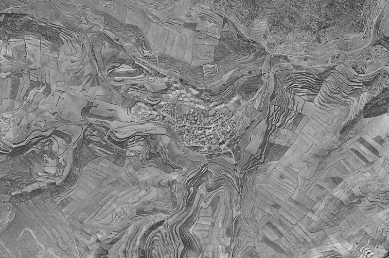 Ortofoto de 1956-1957 del núcleo de La Puebla de Valverde