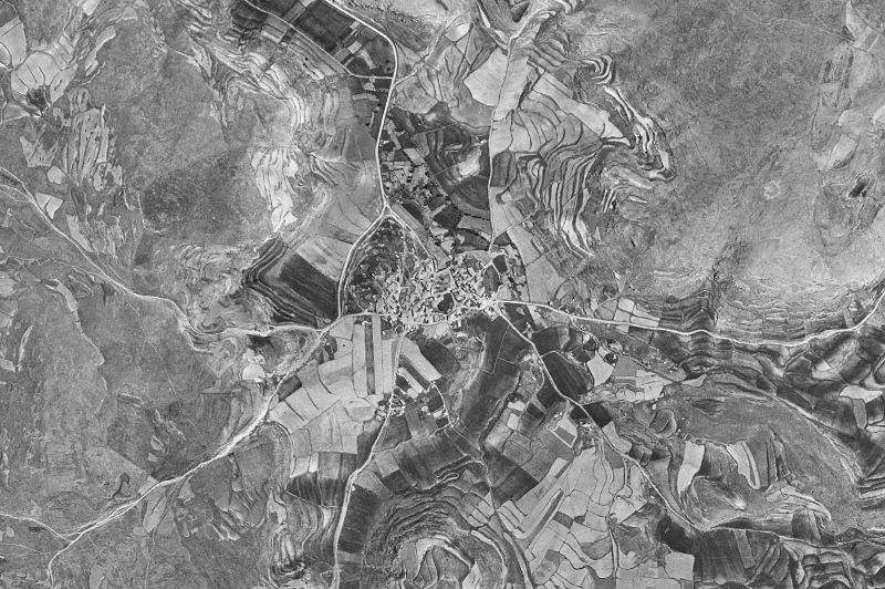 Ortofoto de 1956-1957 del núcleo de Rubielos de la Cérida