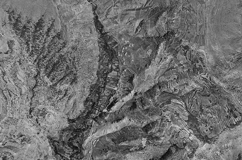 Ortofoto de 1956-1957 del núcleo de Tramacastiel