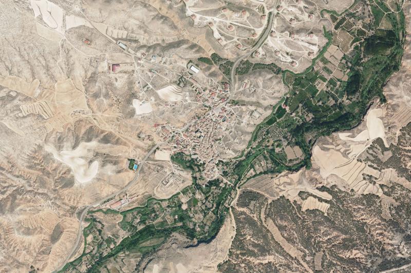 Ortofoto actual del núcleo de Urrea de Gaén