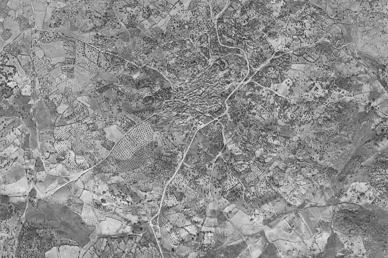 Ortofoto de 1956-1957 del núcleo de Hinojosa de San Vicente
