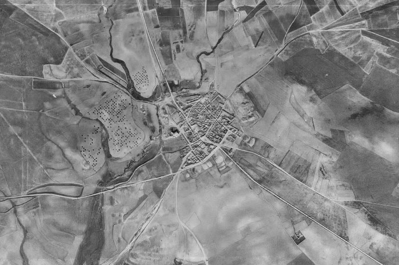 Ortofoto de 1956-1957 del núcleo de Huecas