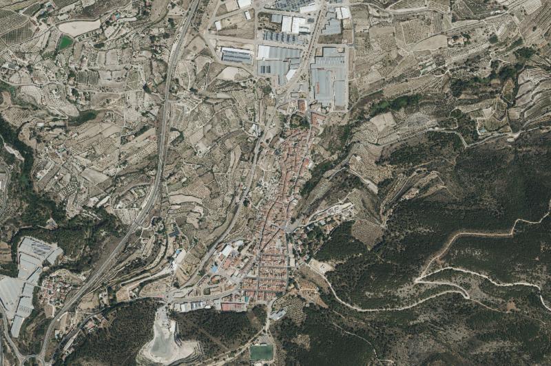 Ortofoto actual del núcleo de Atzeneta d'Albaida