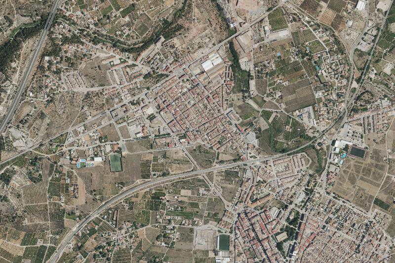 Ortofoto actual del núcleo de L'Alcúdia de Crespins