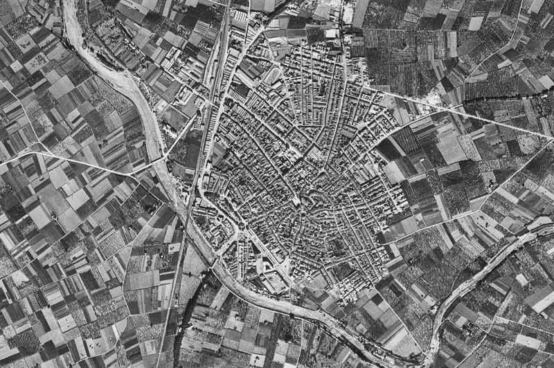 Ortofoto de 1956-1957 del núcleo de Algemesí