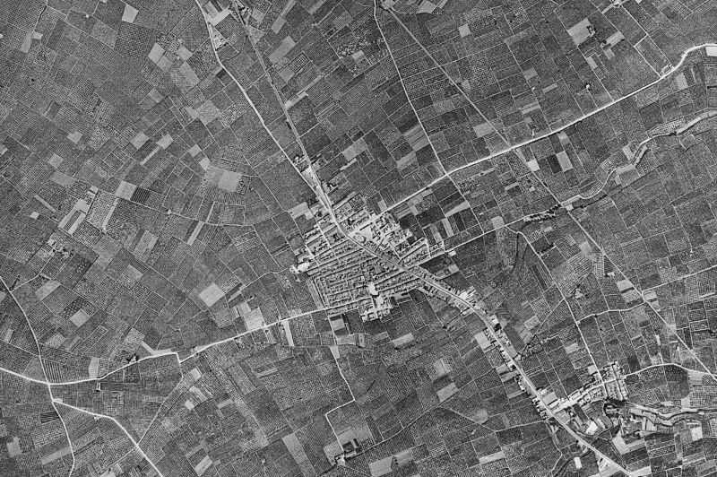 Ortofoto de 1956-1957 del núcleo de Bellreguard