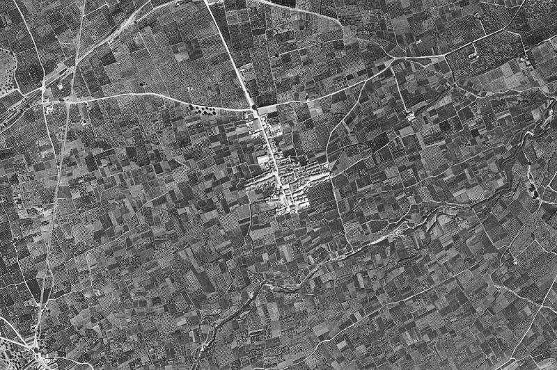 Ortofoto de 1956-1957 del núcleo de Benifairó de la Valldigna