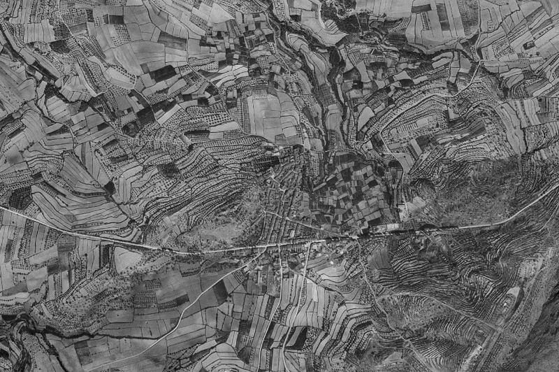 Ortofoto de 1956-1957 del núcleo de Castelló de Rugat