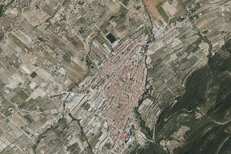 Ortofoto actual del núcleo de Enguera