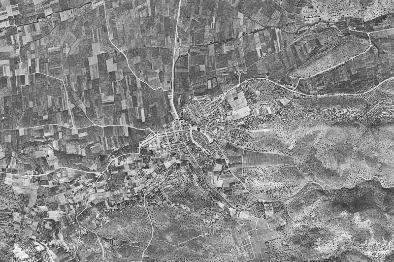 Ortofoto de 1956-1957 del núcleo de La Font d'en Carròs