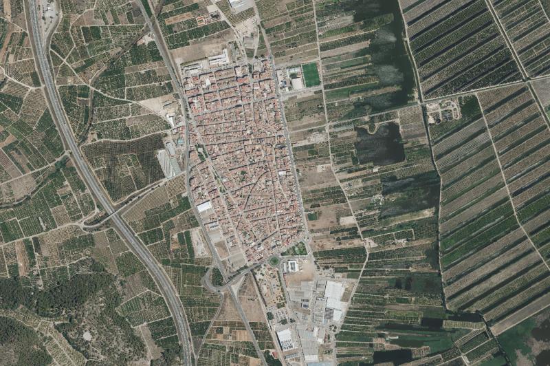 Ortofoto actual del núcleo de Xeraco