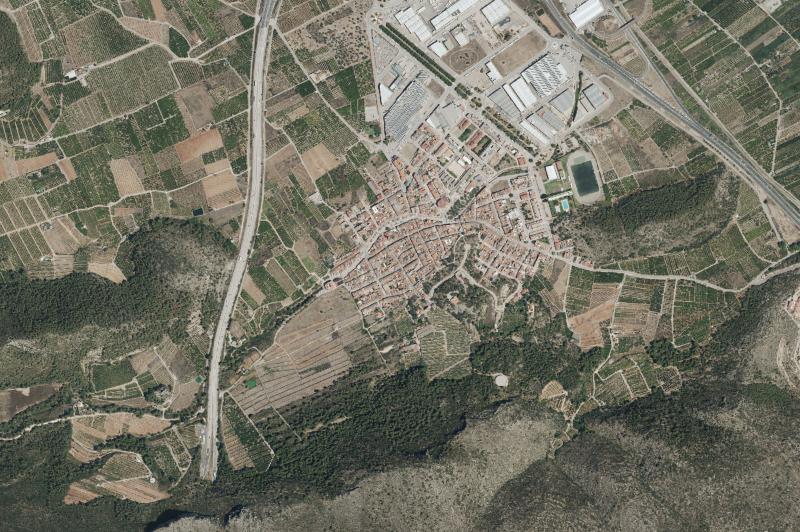 Ortofoto actual del núcleo de Xeresa