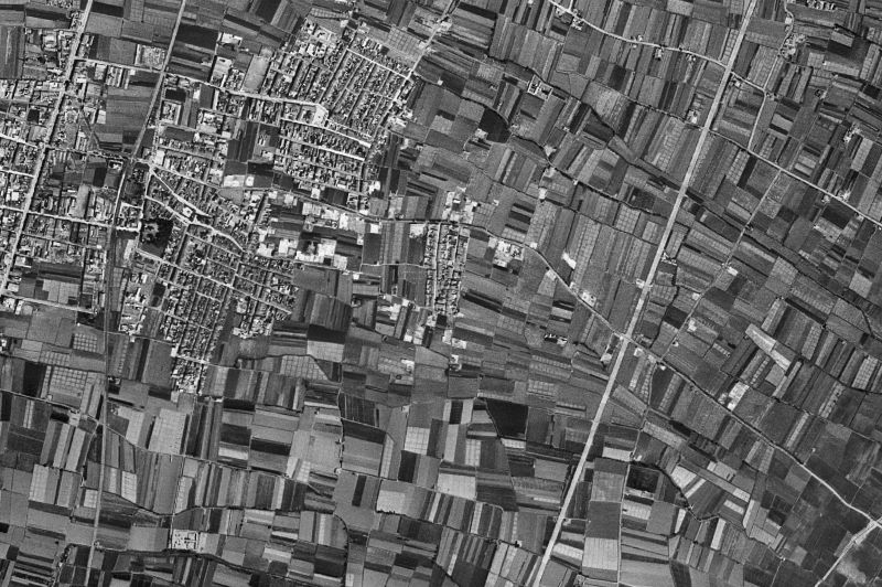 Ortofoto de 1956-1957 del núcleo de Llocnou de la Corona