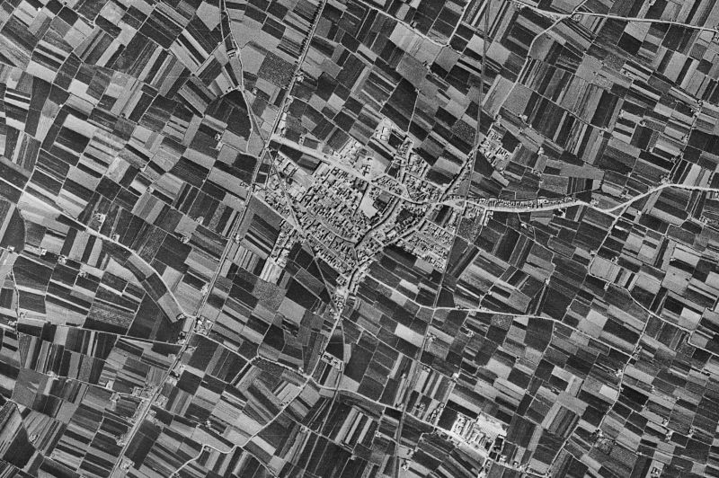 Ortofoto de 1956-1957 del núcleo de Meliana