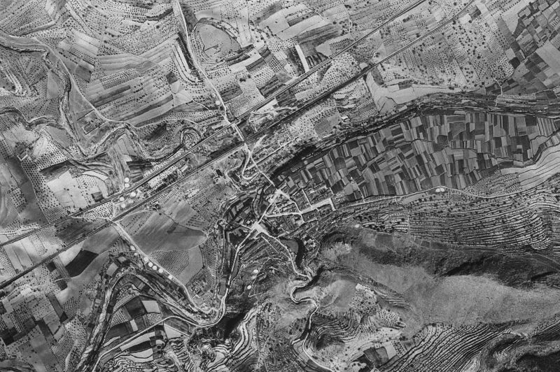 Ortofoto de 1956-1957 del núcleo de Moixent/Mogente