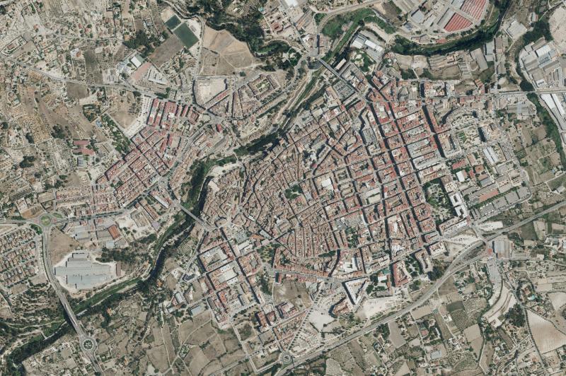 Ortofoto actual del núcleo de Ontinyent