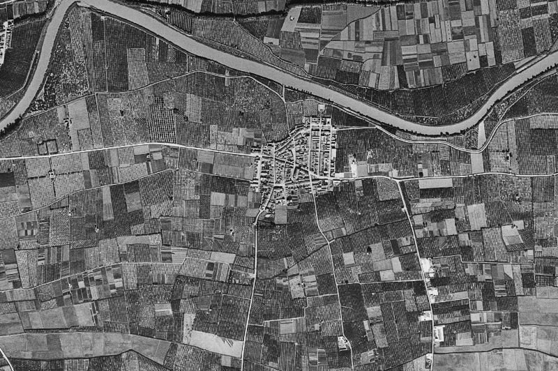 Ortofoto de 1956-1957 del núcleo de Polinyà de Xúquer