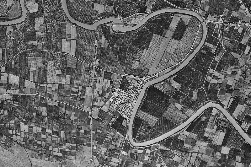 Ortofoto de 1956-1957 del núcleo de Riola