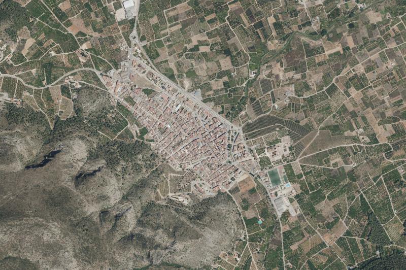 Ortofoto actual del núcleo de Simat de la Valldigna