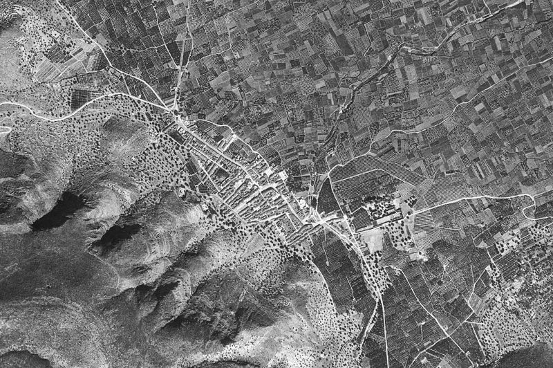 Ortofoto de 1956-1957 del núcleo de Simat de la Valldigna