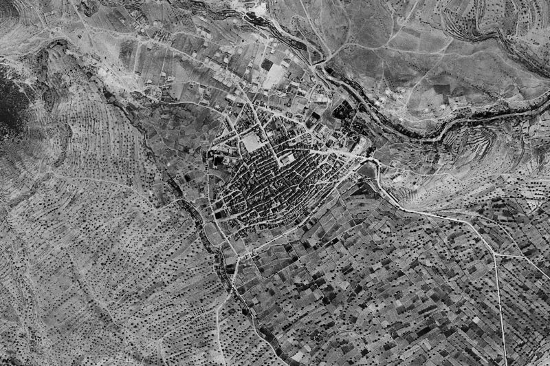 Ortofoto de 1956-1957 del núcleo de Villar del Arzobispo