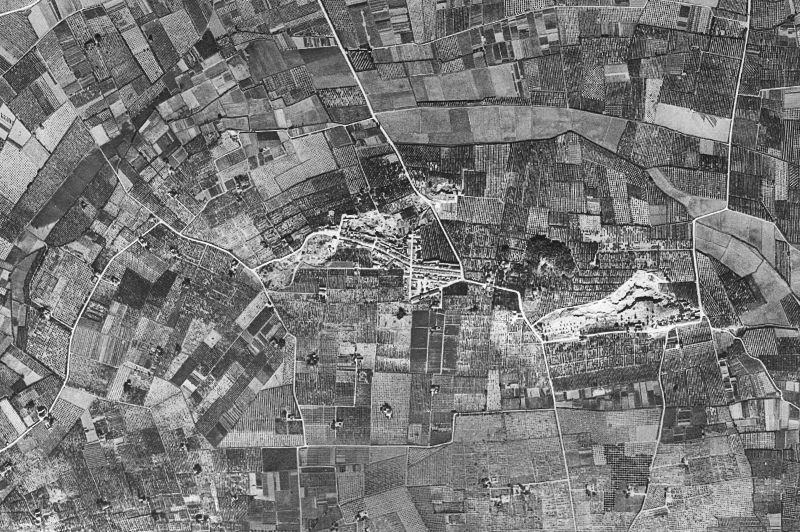 Ortofoto de 1956-1957 del núcleo de Benicull de Xúquer
