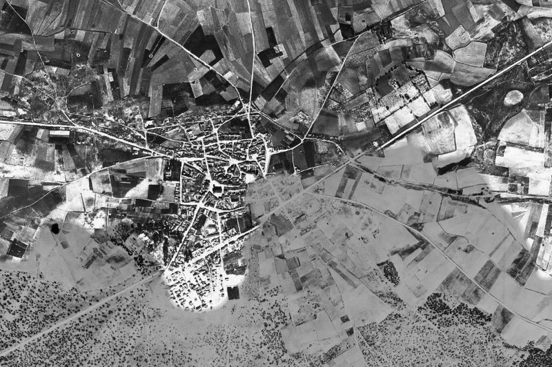 Ortofoto de 1956-1957 del núcleo de Pedrajas de San Esteban