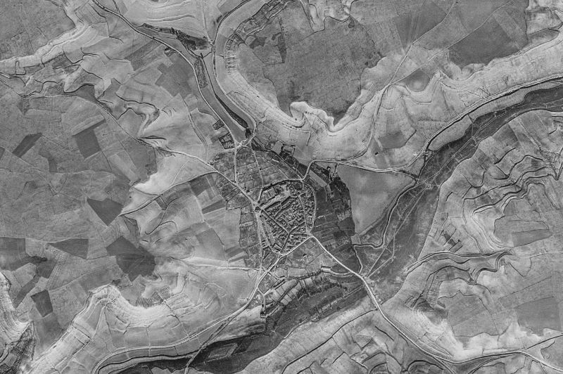 Ortofoto de 1956-1957 del núcleo de Wamba