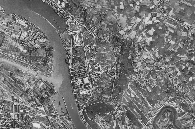 Ortofoto de 1956-1957 del núcleo de Erandio