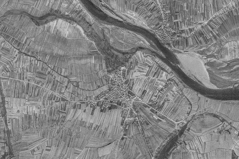 Ortofoto de 1956-1957 del núcleo de Calzadilla de Tera