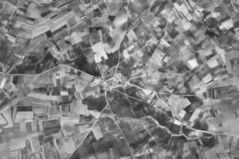Ortofoto de 1956-1957 del núcleo de Cazurra