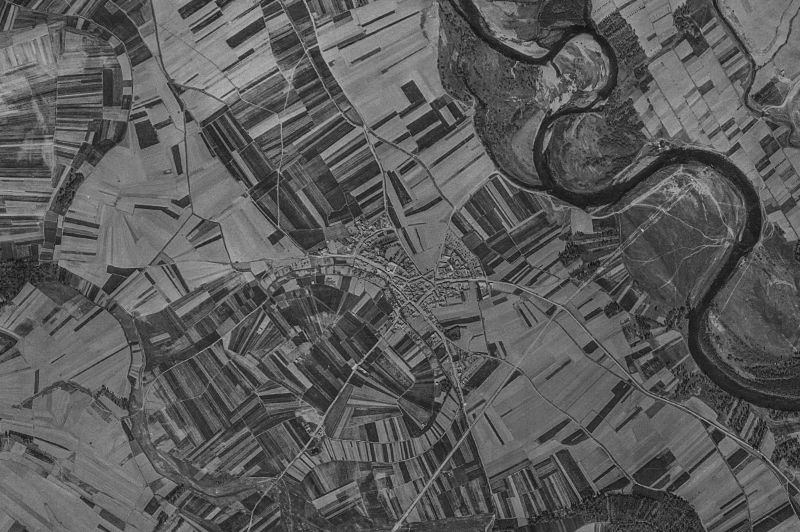 Ortofoto de 1956-1957 del núcleo de Fresno de la Polvorosa