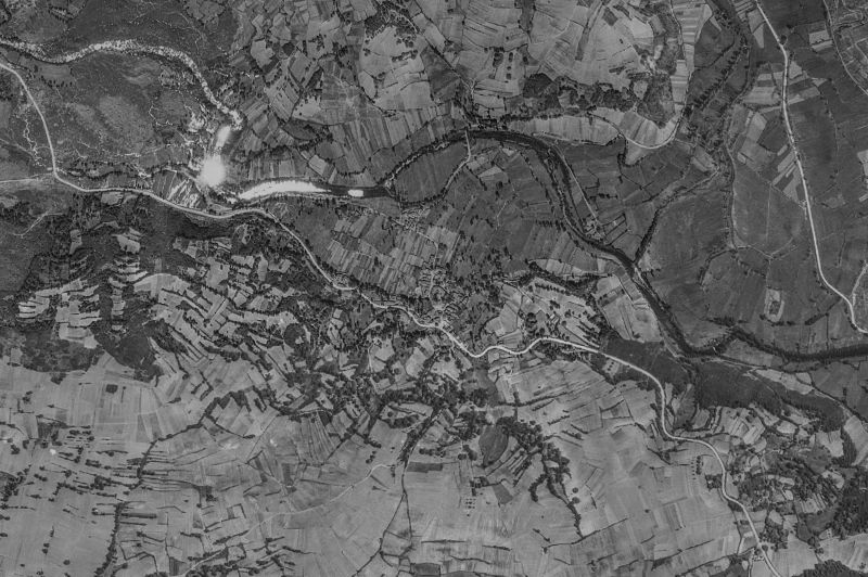 Ortofoto de 1956-1957 del núcleo de Galende