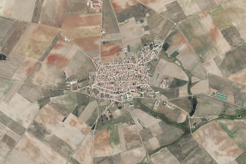 Ortofoto actual del núcleo de Pajares de la Lampreana