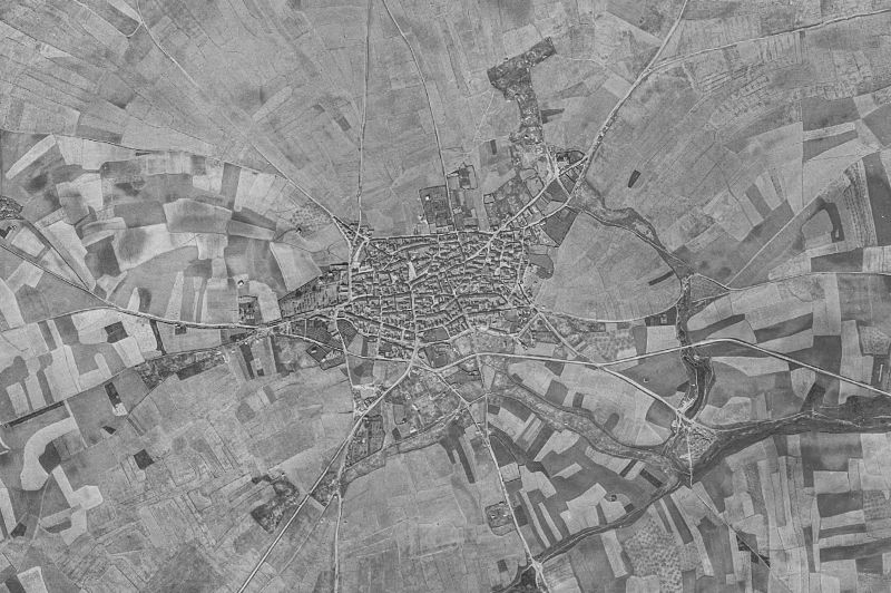 Ortofoto de 1956-1957 del núcleo de Pajares de la Lampreana